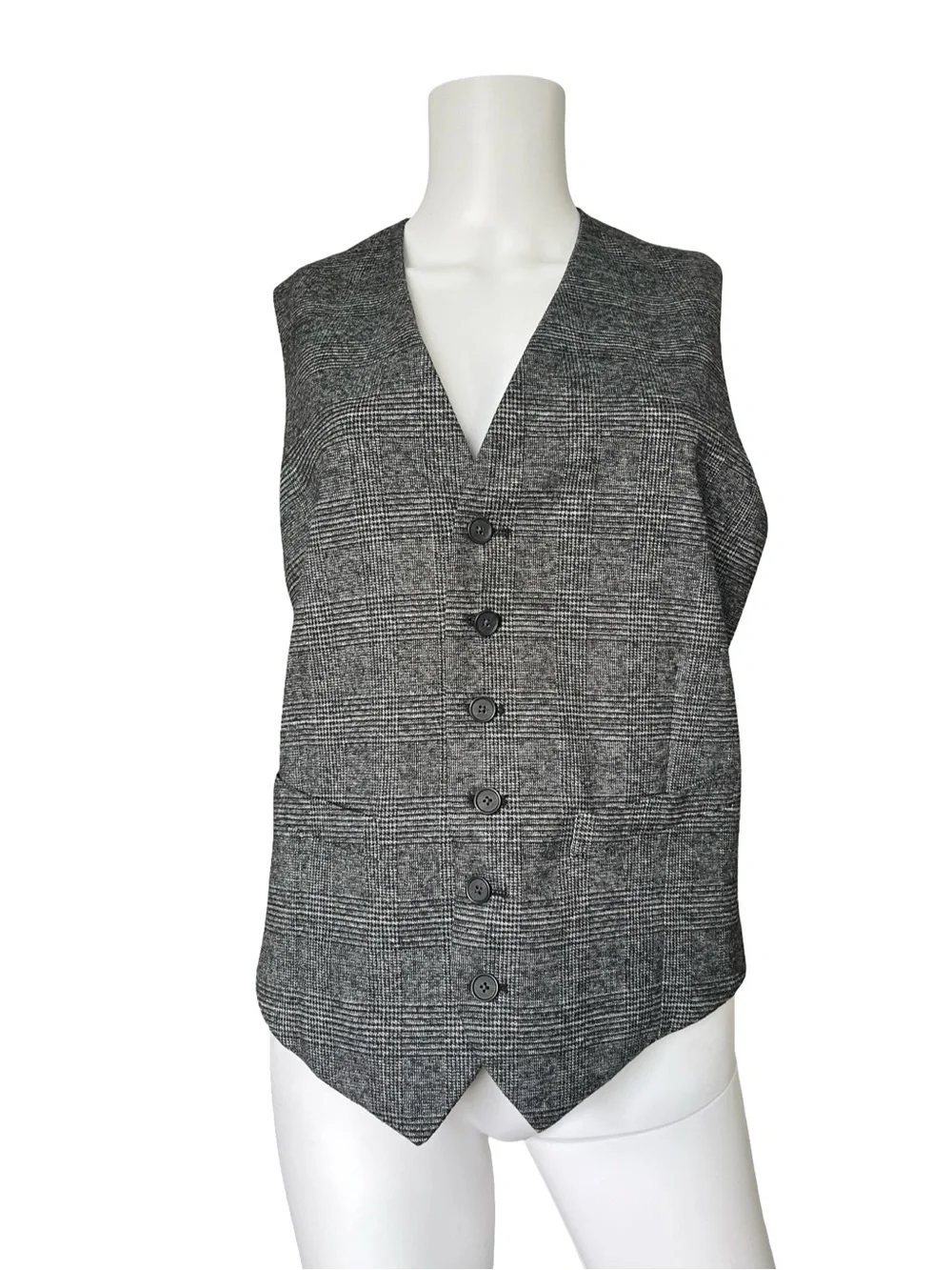 Banana Republic Factory Three Piece Suit Gray Plaid Neutral Academia Mens